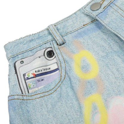 RICHSAINT Graffiti Wide-Leg Jeans – Ice Blue