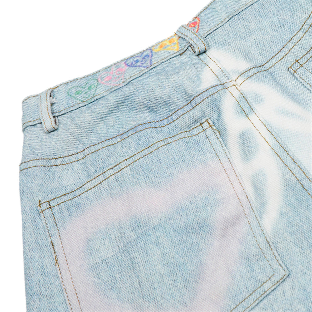 RICHSAINT Graffiti Wide-Leg Jeans – Ice Blue