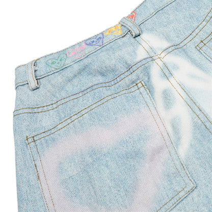 RICHSAINT Graffiti Wide-Leg Jeans – Ice Blue